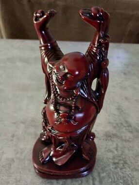 Red Laughing Buddha Statue - Resin Figurine